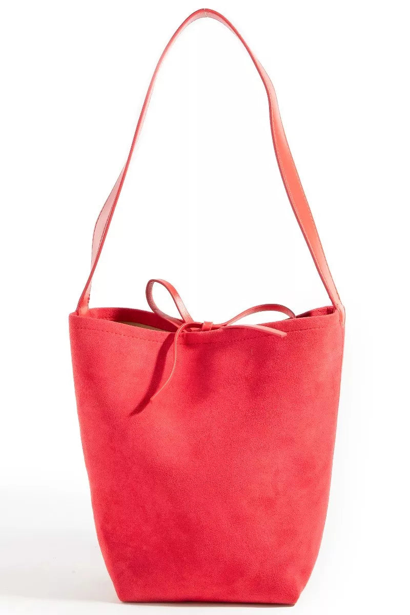 red bucket handbag