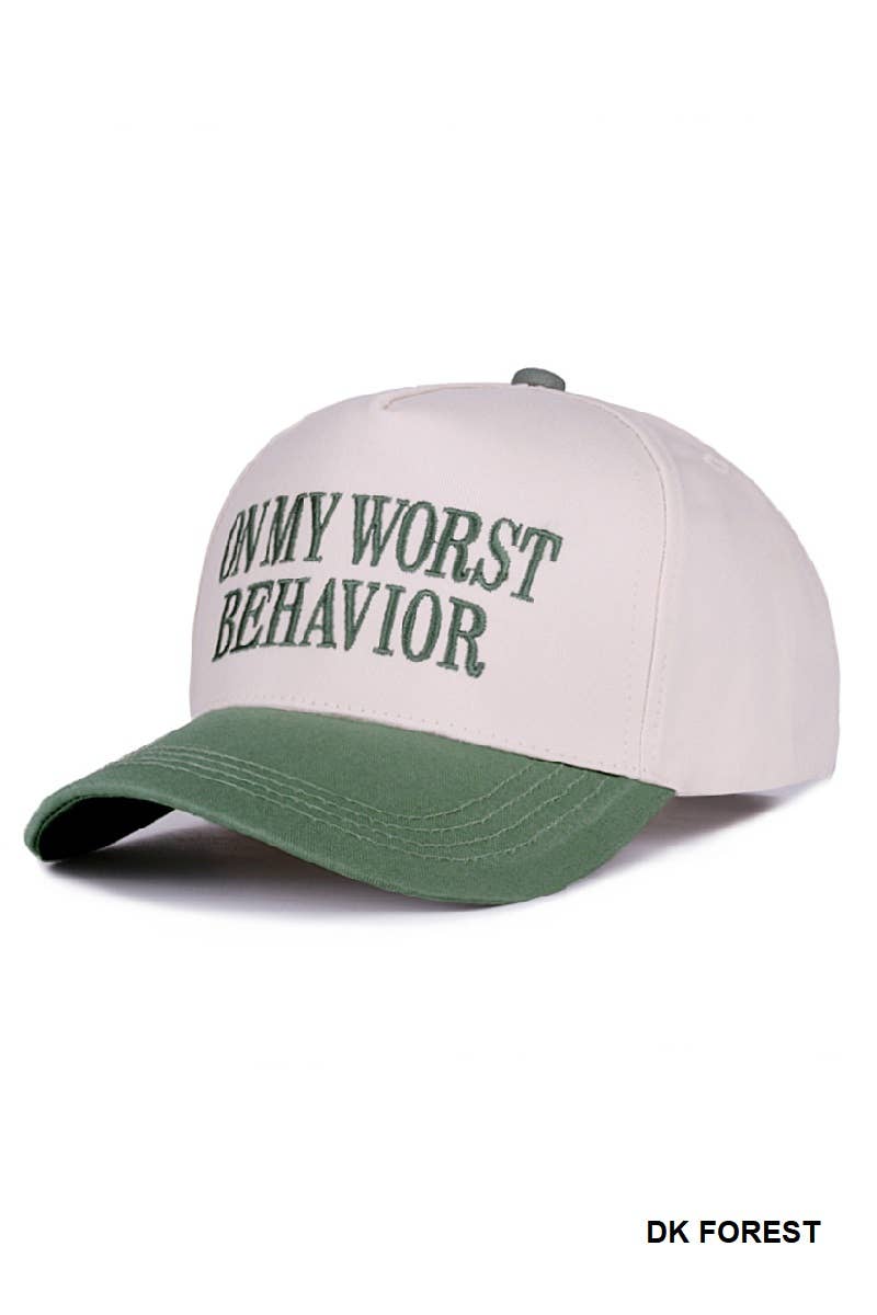 .On My Worst Behavior Two Tone Canvas Cotton Cap SI-28817: LEOPARD-189428 / OS