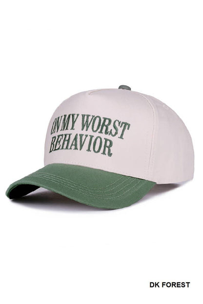 .On My Worst Behavior Two Tone Canvas Cotton Cap SI-28817: LEOPARD-189428 / OS