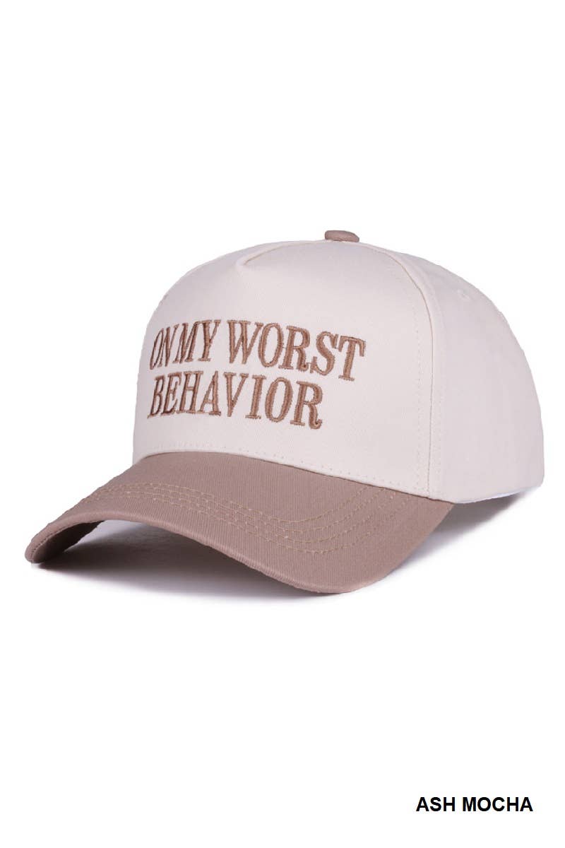 .On My Worst Behavior Two Tone Canvas Cotton Cap SI-28817: LEOPARD-189428 / OS