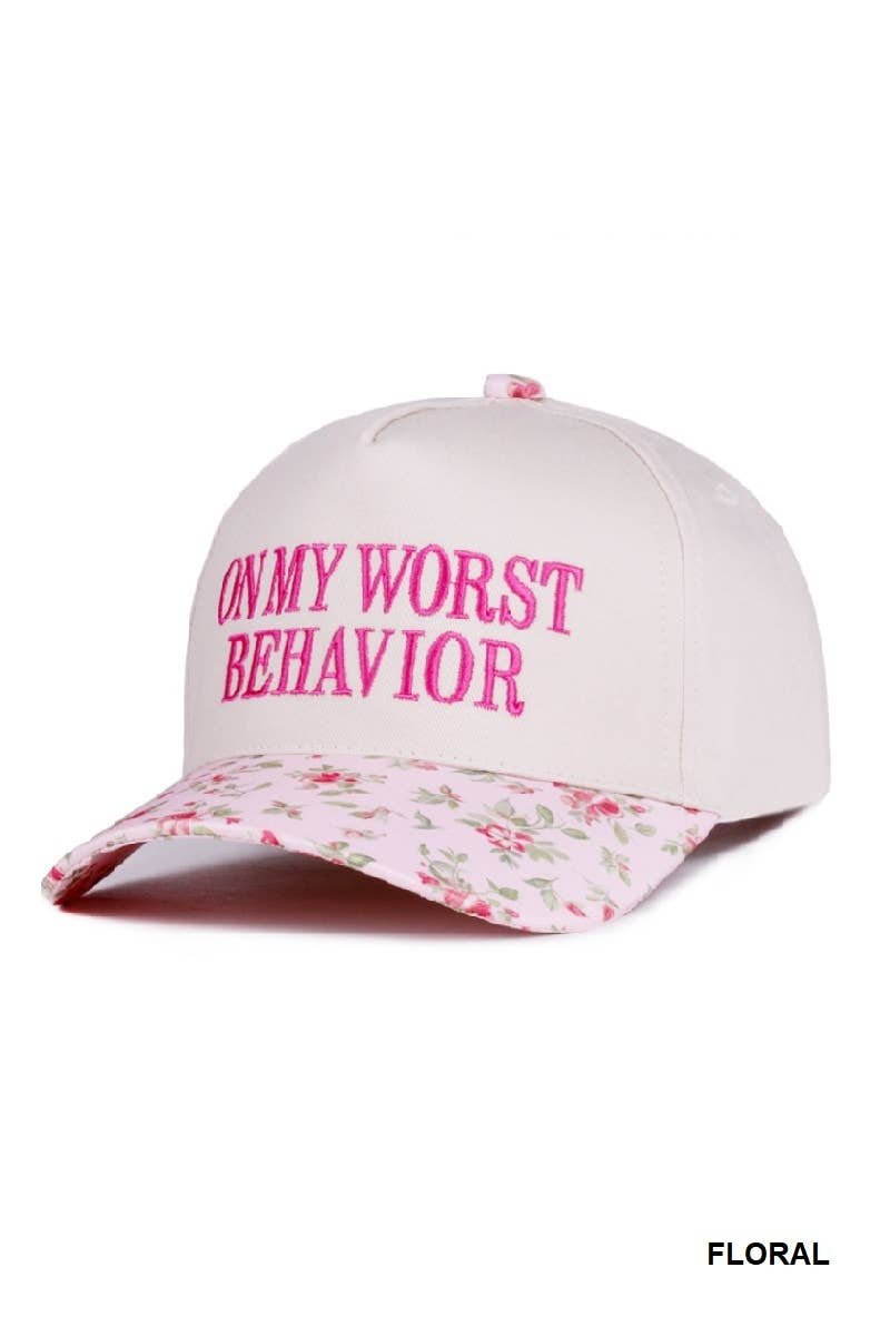 .On My Worst Behavior Two Tone Canvas Cotton Cap SI-28817: LEOPARD-189428 / OS