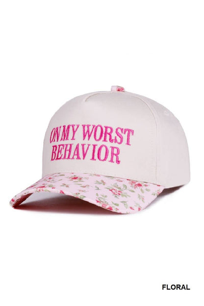 .On My Worst Behavior Two Tone Canvas Cotton Cap SI-28817: LEOPARD-189428 / OS